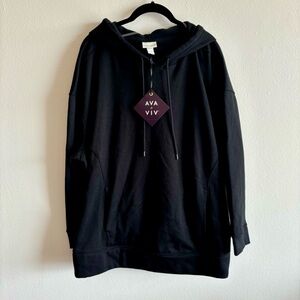 NEW AVA & VIV Women's Black Hoodie Sweatshirt 2X Loungewear Basic Casual